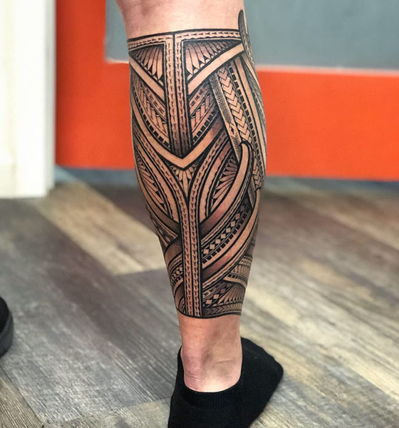 Tribal leg tattoo ideas for men