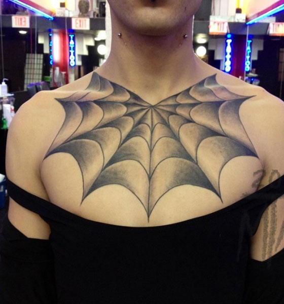 Web tattoo on the Chest 