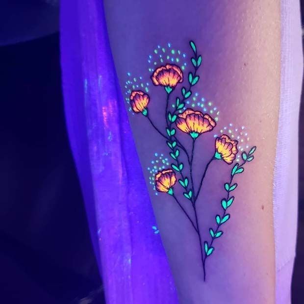 flower uv tattoo designs on arm