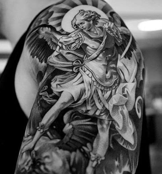 Angel Tattoo on Half Sleeve