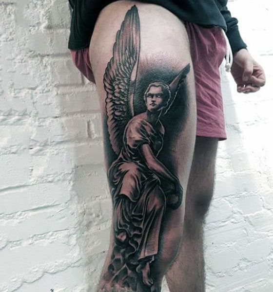 Angel Tattoo on Thigh