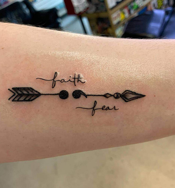 Arrow with Semicolon Tattoo Design