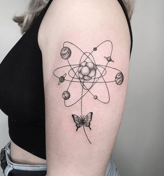 Atom Tattoo Design on Sleeve