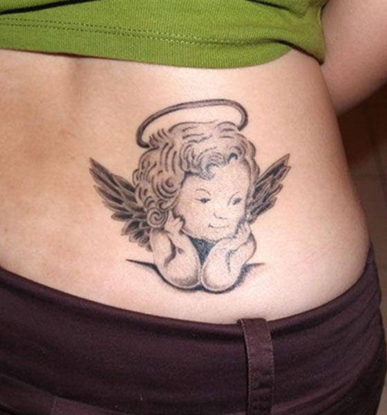 Baby Angel Tattoo on Lower Back