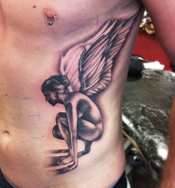 Baby Angel Tattoo on Rib