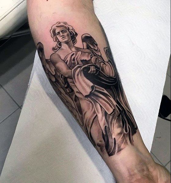 Beautiful Angel Tattoo on Leg