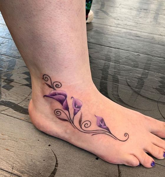 Beautiful Lily Tattoo on Leg