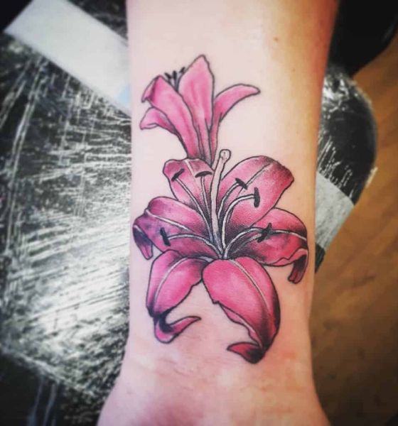 Beautiful Pink Lily Tattoo