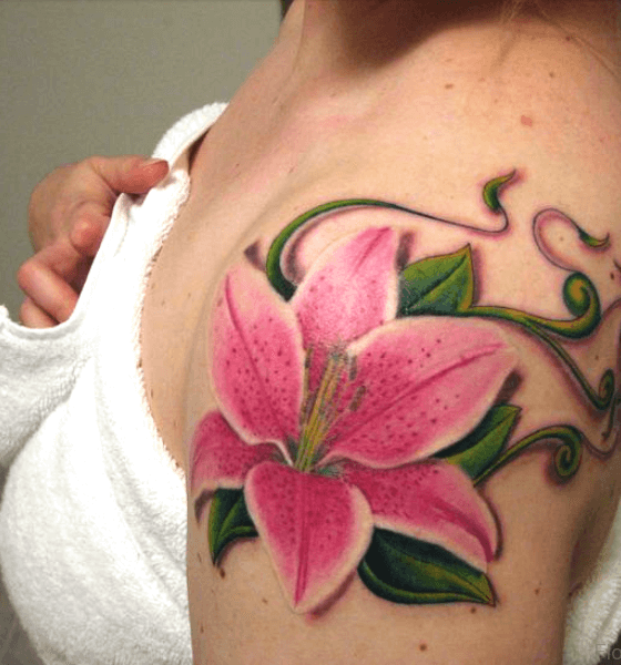 Beautiful Stargazer Lily Tattoo