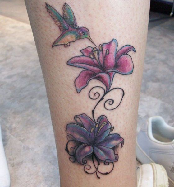 Beautiful Watercolor Lily Flower Tattoo