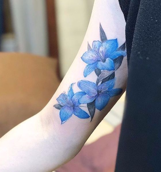 Blue Lily Flower Tattoo