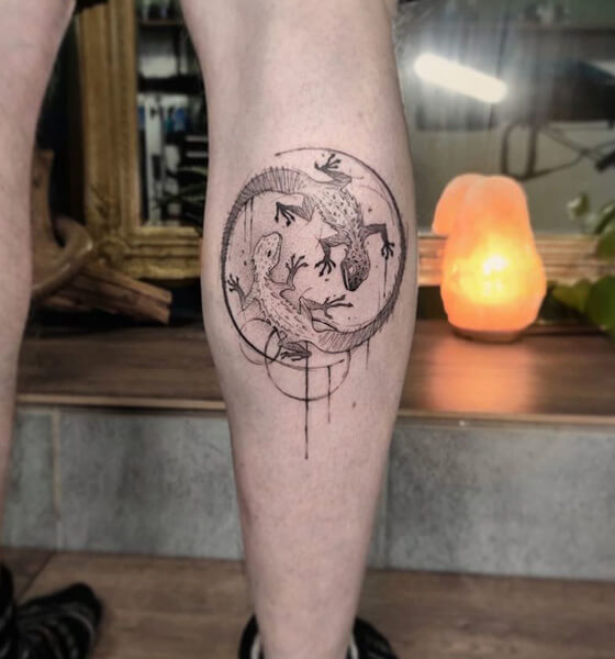 Circle Tattoo Design on Leg