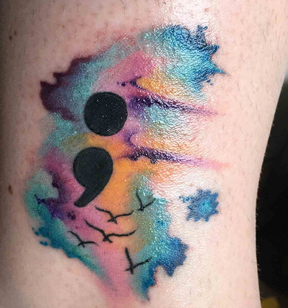 Colorful Semicolon Tattoo Design