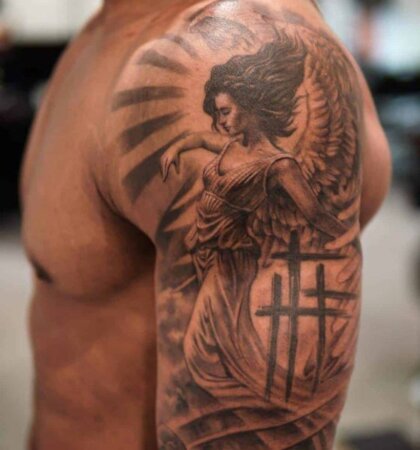 40+ Beautiful Angel Tattoo Ideas | Guardian, Baby Angel Designs