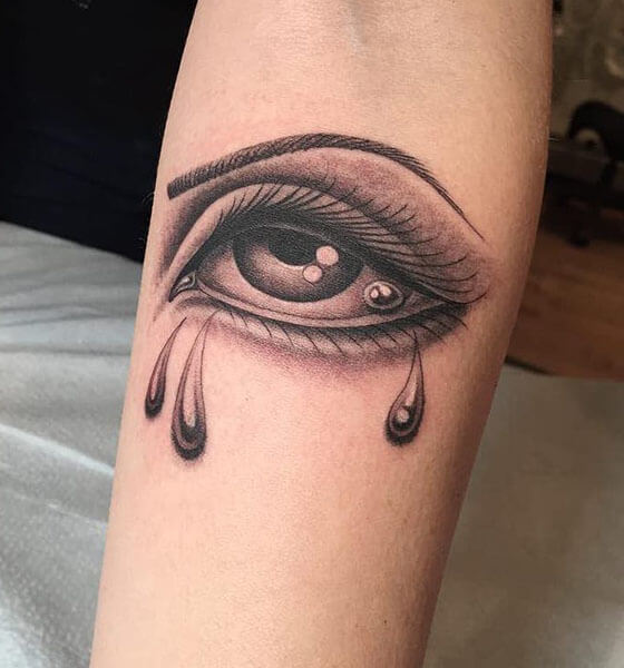 Crying Eye Tattoo on Sleeve