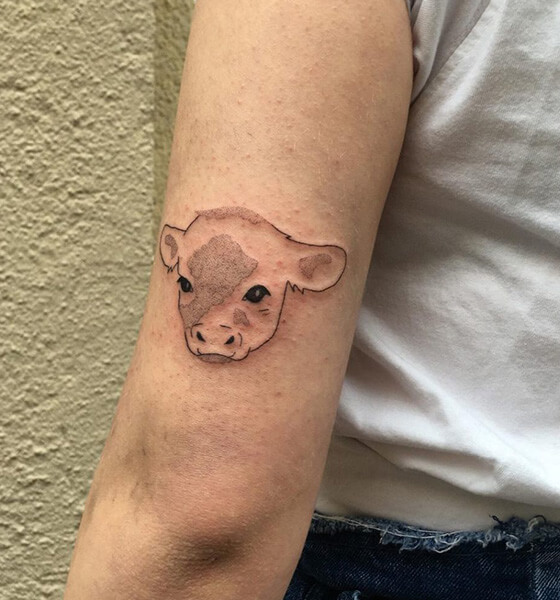 Cute Cow Tattoo Design