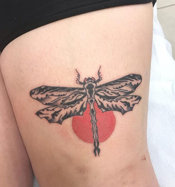 Dragonfly Tattoo on Thigh
