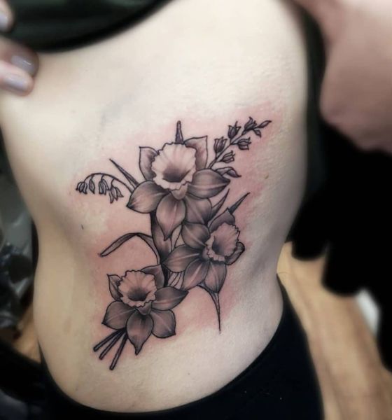 Gorgeous Lily Tattoo on Rib Cage