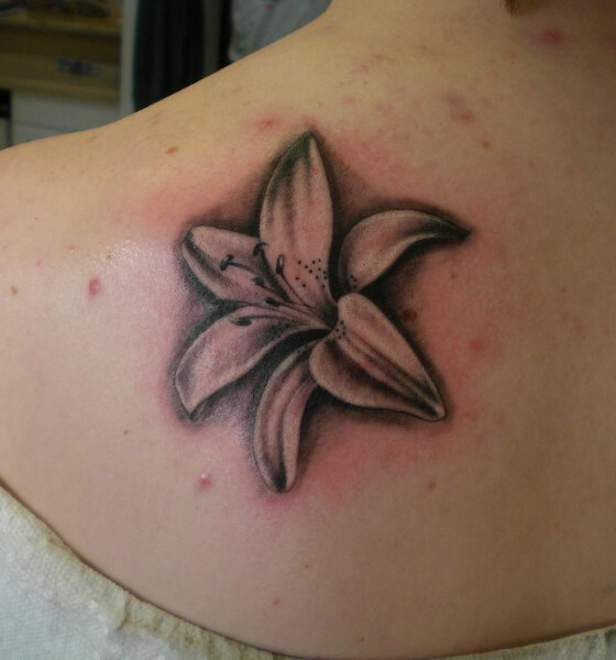 Lily Tattoo With Black and Grey Shading