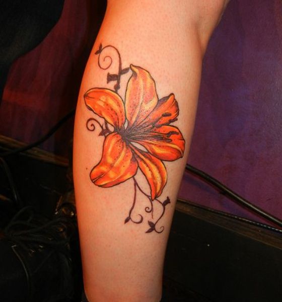 Orange Lily Flower Tattoo
