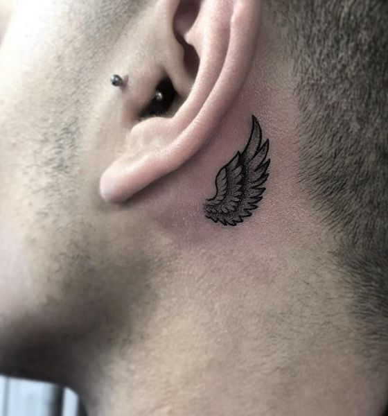 Small Wings Angel Tattoo on Neck
