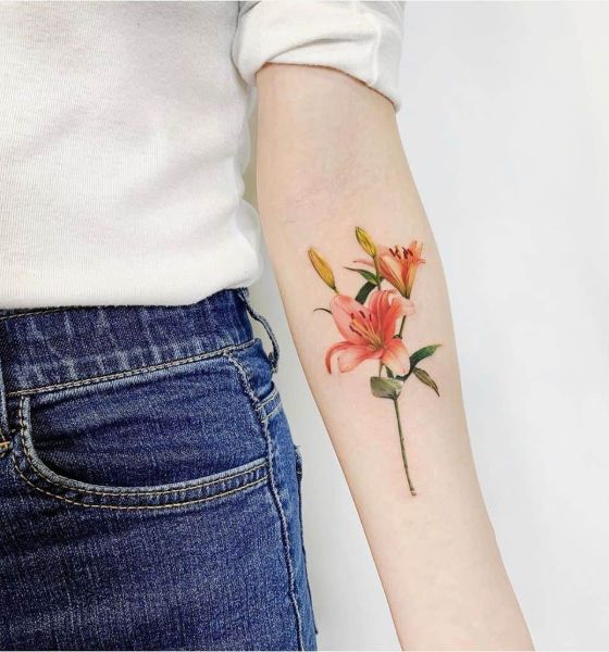 Tiger Lily Tattoo on Arm