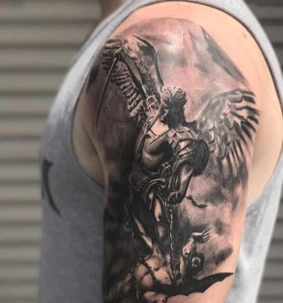 Warrior Angel Tattoo on Sleeve
