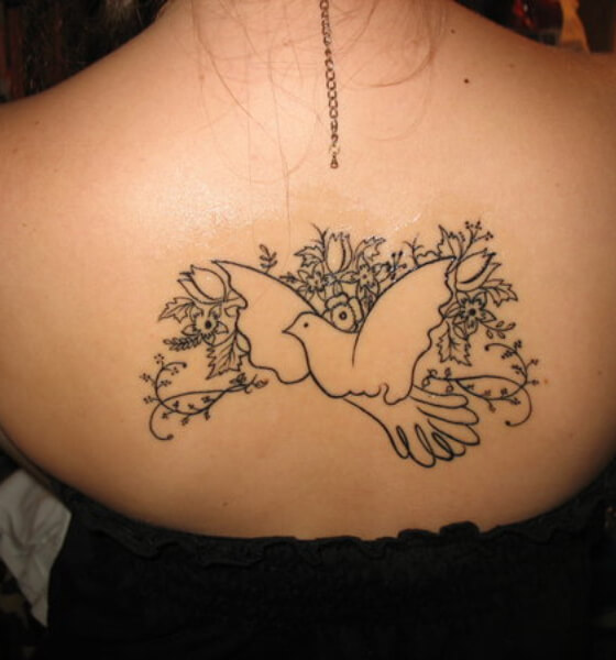 Back Dove Tattoo Designs for Women