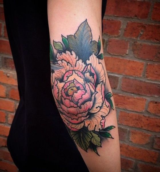 Beautiful Flower Tattoo on Elbow