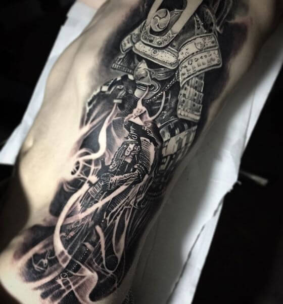 Best Samurai tattoo on rib