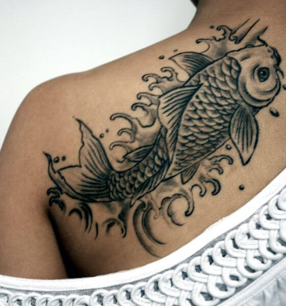 Black Koi Fish Tattoo Design