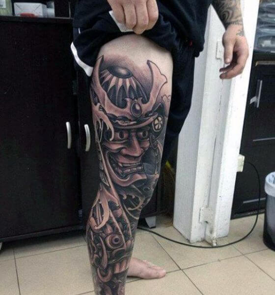 Black Samurai Tattoo on Thigh
