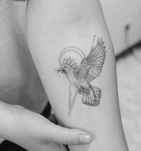 Black and White Dove Tattoo Design