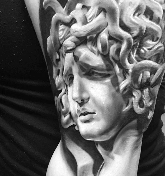 Black and White Medusa Tattoo