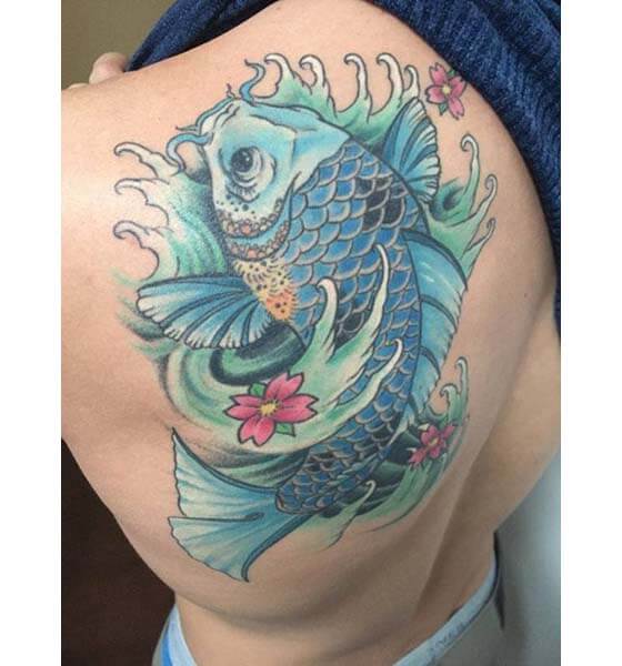 Blue Koi Fish Tattoo Design
