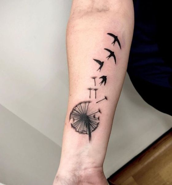 Dandelion Dove Tattoo on Arm