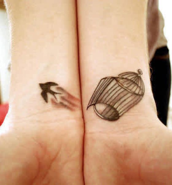 Dove and Cage Matching Tattoo