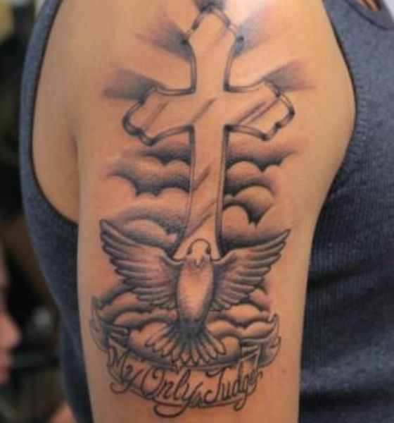 Dove and Cross Tattoo