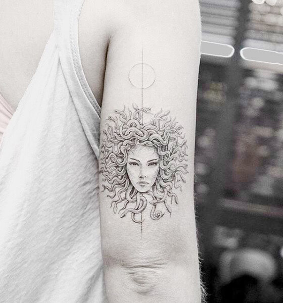 Geometric Medusa Tattoo