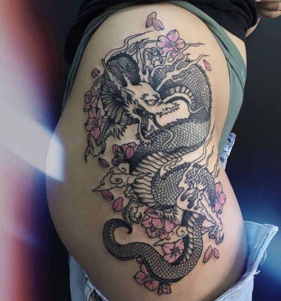 Gothic Dragon Tattoo Design for Women