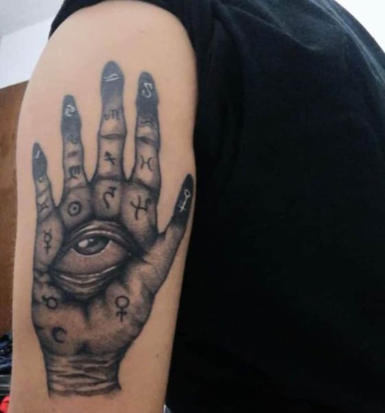 Gothic Hand with Eye Tattoo Design