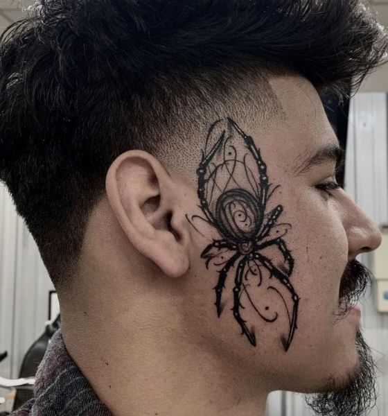 Gothic Spider Tattoo on Face