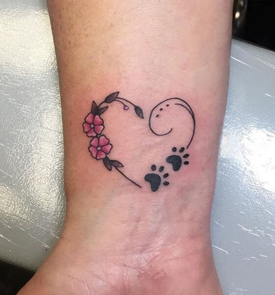 Heart with Paw tattoo design