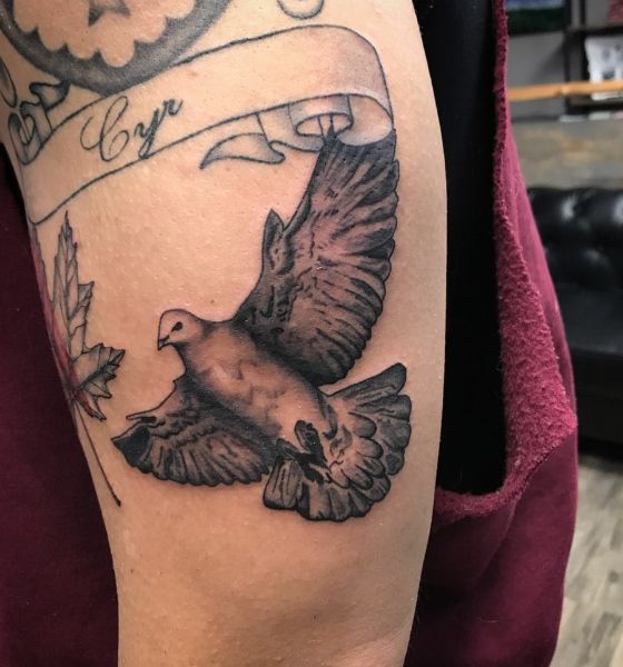 Impressive Dove Tattoo Design on Thigh