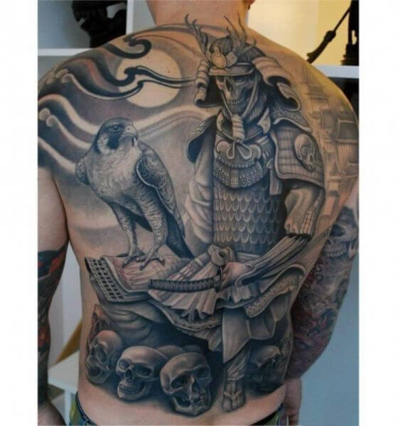 Japanese samurai tattoo on back