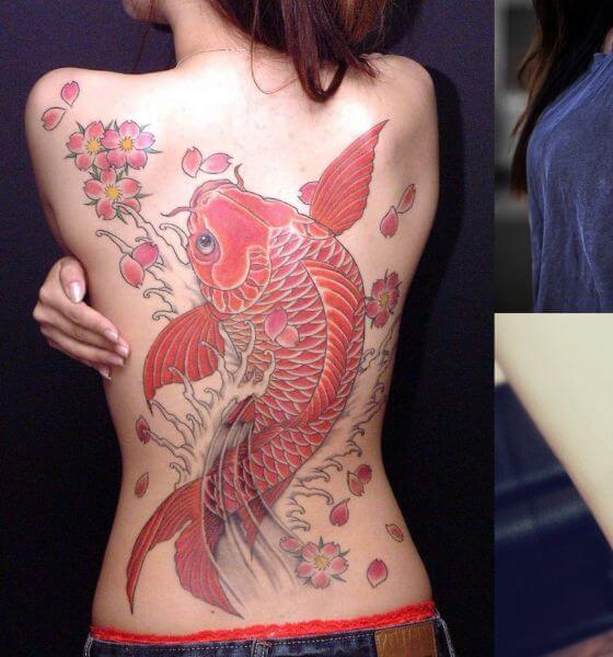 Koi Fish Swimming Upstream Tattoo