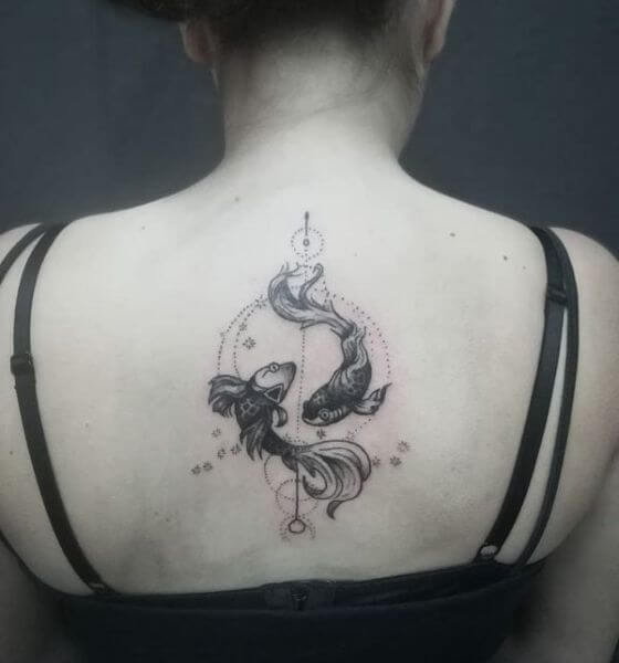Koi Pisces Symbol Tattoo on Back