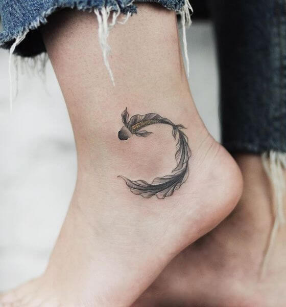 Koi fish tattoo on ankle