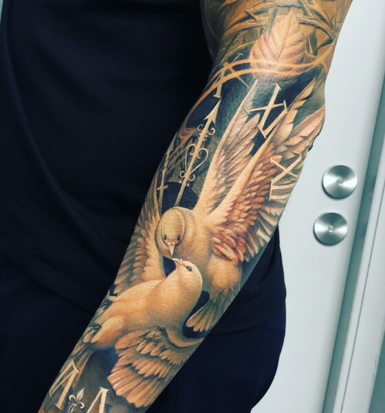 Lovely Dove Tattoo Design on Sleeve