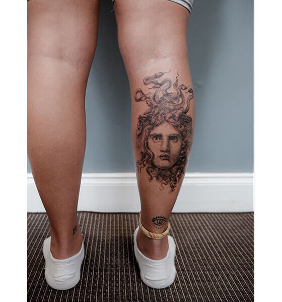 Medusa Calf Tattoo